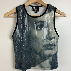 Basic Pleasure Mode Women’s 10 Sequin Women’s Face Print Tank Top Shirt Street
